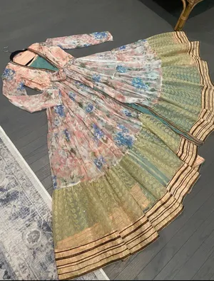 Indian pakistani double part plunge strappy maxi dress thumbnail 2