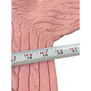VTG Denim & Co Womens Small Pink Cable Knit Collared Button Up Cardigan Sweater thumbnail 9