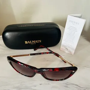 BALMAIN 56mm Modified Cat Eye Sunglasses, Polarized, Designer, Red Tortoise, NWT thumbnail 4