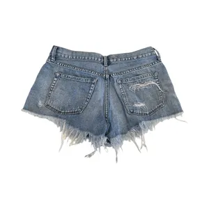 We The Free Free People Distressed Denim Shorts Blue Button Fly Cut Offs Size 28 thumbnail 4