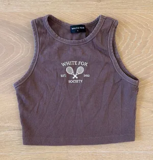 White Fox Cropped Rib Top Society Size S Brown thumbnail 1
