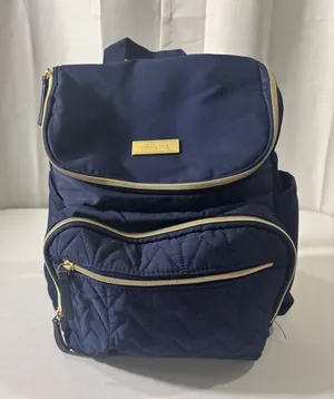 LITTLE ME Navy/Gold Tote Diaper Bag‎ Backpack 6 Pocket thumbnail 1