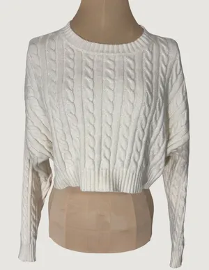 3229 | Altar'd State Cable Knit Cropped Sweater Ivory Cottagecore Coquette S thumbnail 1