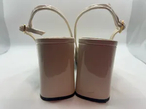 Zara Womens Cream Slingback Block Heels Square Toe Minimalist Chic Size 7 Mod thumbnail 11