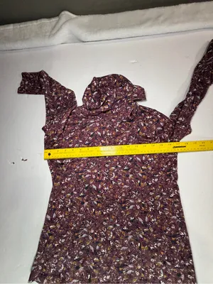 L.L. Bean Burgundy Floral Hooded Long Sleeve Top supima cotton thumbnail 5