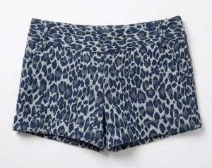 Alice & Olivia Denim Leopard Shorts Size 12 thumbnail 1