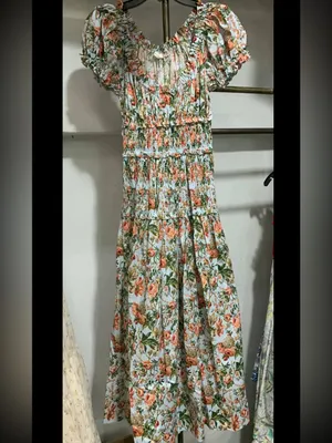 Doen Blue Leanne Floral-Print Cotton Midi Dress, S thumbnail 5