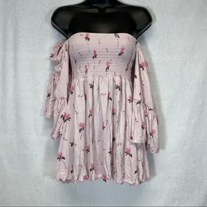 Free People Lana Off The Shoulder Floral Top in Cloud Berry Combo‎ Size S thumbnail 4