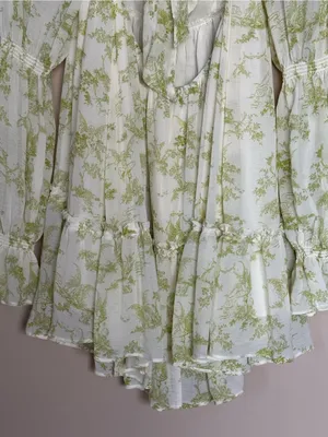 Urban Outfitters Lanette Fairy Print Green Floral Babydoll Mini Dress Medium thumbnail 14