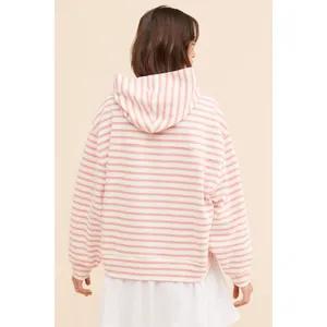 Anthropologie Pilcro Hooded Sweatshirt Twofer Mini Dress Large‎ Pink Stripe thumbnail 3