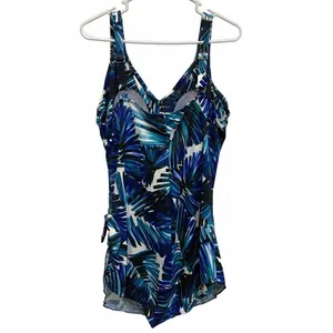 Maxine of Hollywood Palmtastic Wide Strap Sarong One Piece Swim Plus Size 20W thumbnail 3