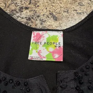 Free People Black Beaded Mini Tank Dress Boho Festival Y2K Flowy Cottagecore M thumbnail 3