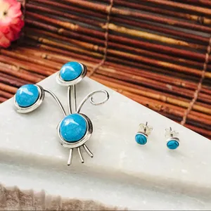 Southwestern Faux Turquoise Pin & Post Earrings thumbnail 2