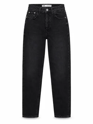 Zara High Rise Black Mom Jeans Women 4 EUR 36 Tapered Leg thumbnail 2