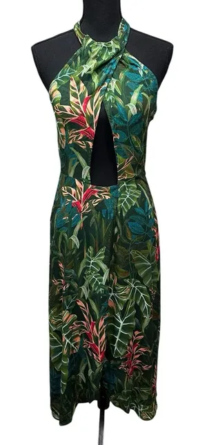 Anthropologie Farm‎ Rio Foliage Jungle Cutout Cover-Up In Dark Green Size Small thumbnail 1