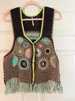 Free People Desert Rose Crochet Vest Size M thumbnail 2