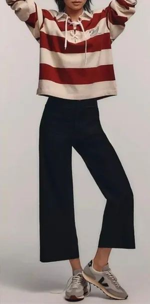 Maeve The Colette Cropped Wide-Leg Pants Black thumbnail 1