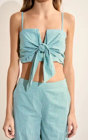 English Factory GINGHAM TWIST CROP TOP & Pants Kelly Green thumbnail 5