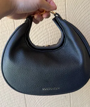 Bostanten Black Pebbled Leather Crescent Hobo Shoulder Crossbody Bag thumbnail 1