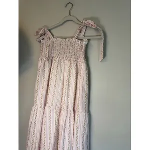 Baevely Tie-Shoulder Light Pink Floral Maxi Dress with Smocked Bodice Sz S NWT thumbnail 10
