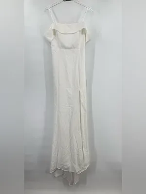 Lulus Dose of Love Ivory Satin Off-the-Shoulder‎ Mermaid Maxi Dress size large thumbnail 8