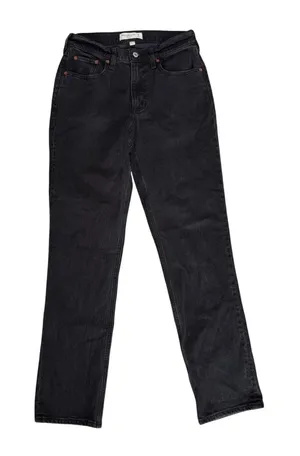 Abercrombie & Fitch 90s Straight Jeans‎ Womens 26 Black NEW Curve Love Mid Rise thumbnail 1