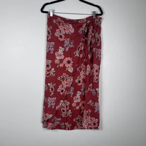 Free People Women's Sunday Sarong Floral midi Skirt Brown Sz 10 thumbnail 3