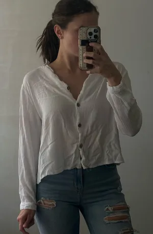 White Button Down Blouse thumbnail 1