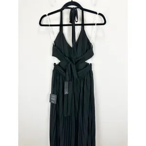 Lulus Celebratory Allure Black Pleated Backless Maxi Dress Formal Small NWT thumbnail 9