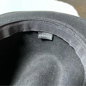 Phenix Black 100% Wool Leather Band Wide Brim Hat thumbnail 9