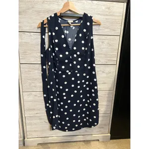A New Day Navy Blue White Polka Dot Sleeveless V-Neck Mini Dress Womens Small thumbnail 2
