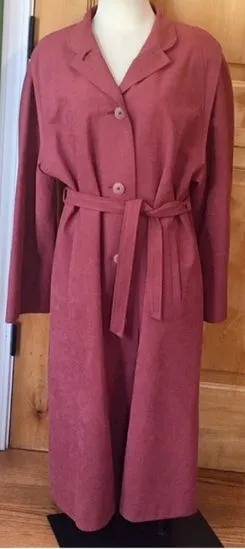 Anthropologie FEMITEX 2-Pckt Rose Belted Lined TrenchCoat EUC M thumbnail 1