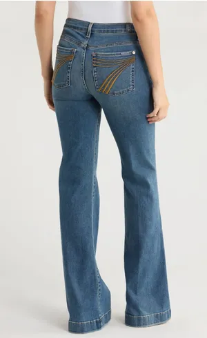 7 For All Mankind Dojo Mid Rise Flare Jeans Womens Blue Denim Size 27 thumbnail 2