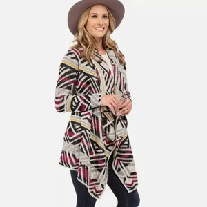 Lucky Brand Intarsia Open Waterfall Cardigan Women's Small Boho Sweater Western‎ thumbnail 2