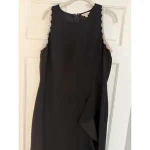Nanette Lepore 12 Dress Sleeveless Lace Trim Cascading Front Ruffle Flared Hem thumbnail 7