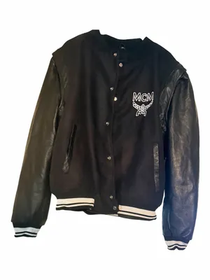 MCM women’s Black Varsity Jacket with Leather Sleeves thumbnail 5