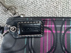 Coach Black & Pink Plaid Wristlet thumbnail 3