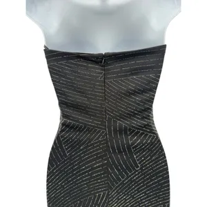 90s VTG Jessica McClintock Gunne Sax Sz. 5 Black Silver‎ Glitter Strapless Dress thumbnail 7