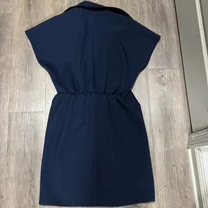 ASOS Design Navy Wrap Tie Dress thumbnail 6