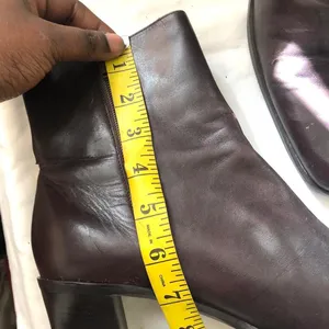 Y2K Gianni Bini Brown genuine leather square toe chunky platform ankle chelsea boots booties #grunge-Women 11M Measurement in pics thumbnail 3