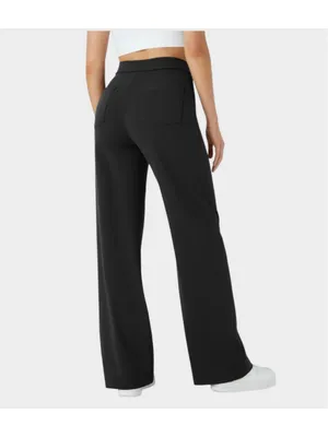 Halara Size L High Waisted Pockets Straight Leg Casual Pants Black thumbnail 2