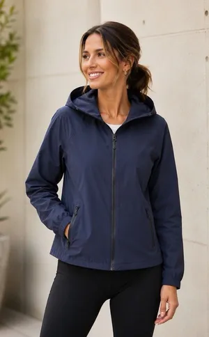 Lululemon women's navy blue lightweight hooded windbreaker jacket 6 thumbnail 1