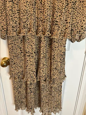 Fab'rik Tan & Black Leopard Printed Tiered V-Neck Maxi Dress thumbnail 3