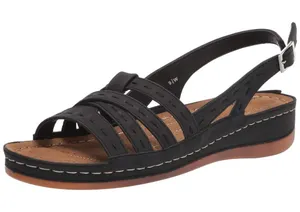 NWT Easy Street Womens Kehlani Wedge Sandal KEHLN Black 9M thumbnail 1