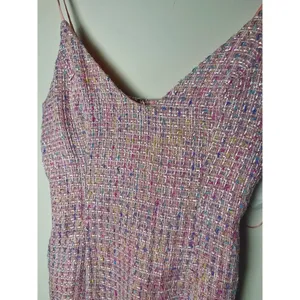 Fanco Pink Tweed Mini Dress Size Small NWT Barbie Preppy Fringe Spaghetti Strap thumbnail 4