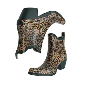 CORKYS Womens Girls Black Brown Leopard Print Cowgirl Ankle Rainboots Size US 5 thumbnail 7