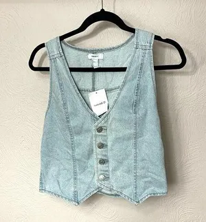 Forever 21 Blue Buttoned Bustier Tank Top thumbnail 1