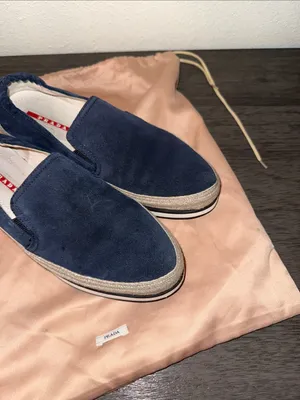 PRADA Navy Blue Suede Espadrille Platform Slip on Sneakers IT‎ 37 US 7 thumbnail 10