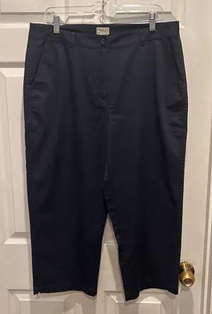 LL Bean Womens Navy Blue‎ Cotton Stretch Chino Crop Pants Size 14 Reg 0DVJ6 thumbnail 1
