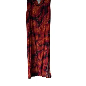 Jane Ashley Dress Vintage Large Red Orange Leaf Print Fall Sleeveless Maxi Boho‎ thumbnail 2
